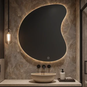 مرايا LED بتصميم غير منتظم للحمامات 100x75