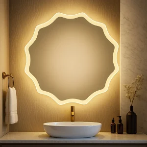 مرايا LED مموجة للحمامات بتصميم عصري 70 سم