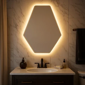 مرايا LED مودرن للحمام تصميم سداسي 90x65