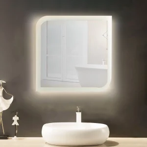 مرايا آيزو إضاءة صفراء 80×80 سم