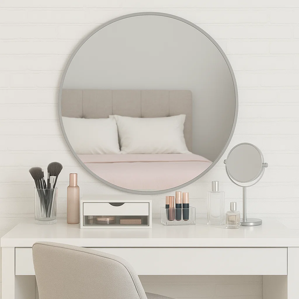 مرايا حائط غرف نوم مودرن أنيقة دائرية شفافة 85x85